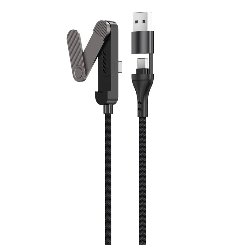 Cable de Carga Retráctil 3 en 1 de 65W con Soporte Plegable