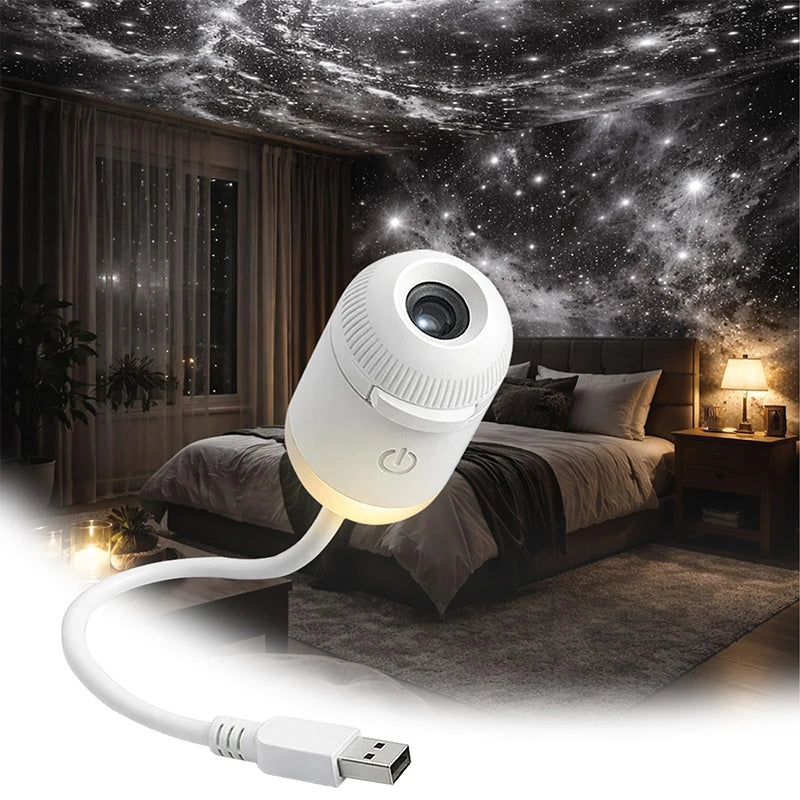 Mini proyector de estrellas galaxia con luz nocturna 2 en 1 y rotación 360°