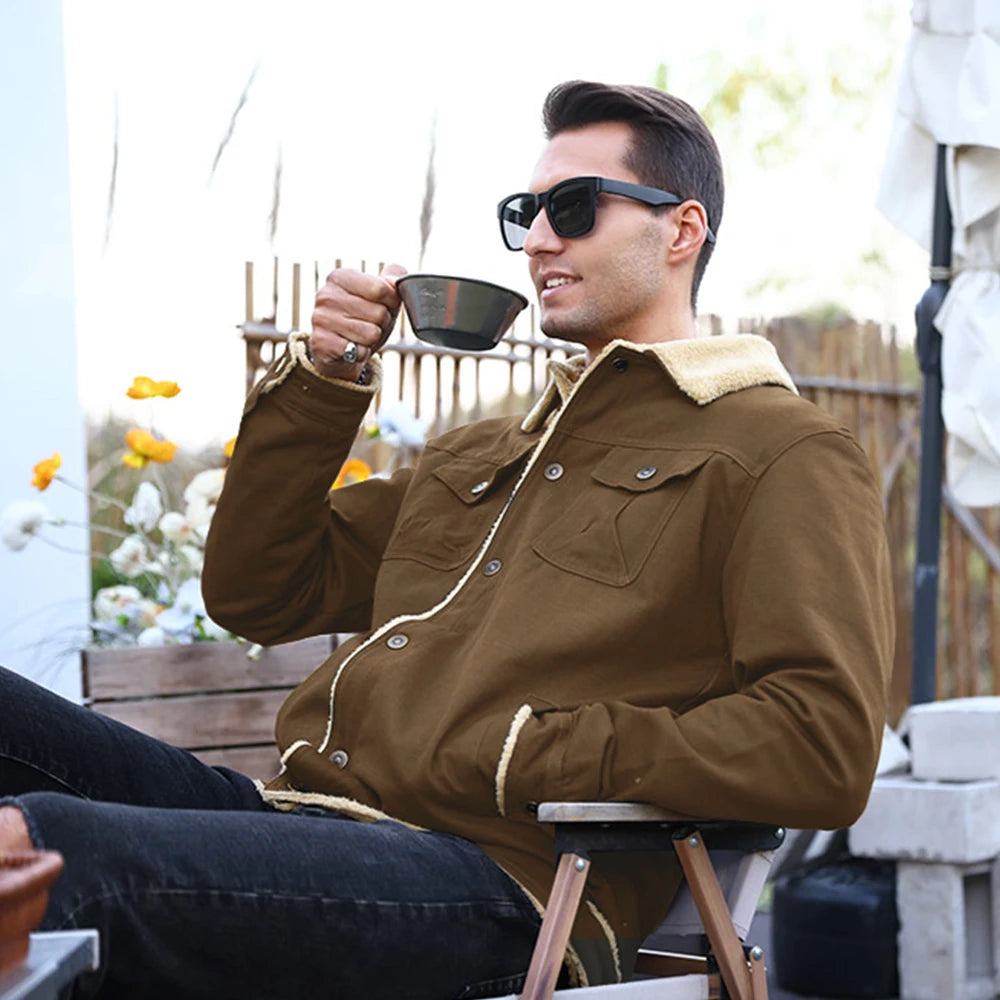Parka de Invierno para Hombre con Forro Polar y Bolsillos