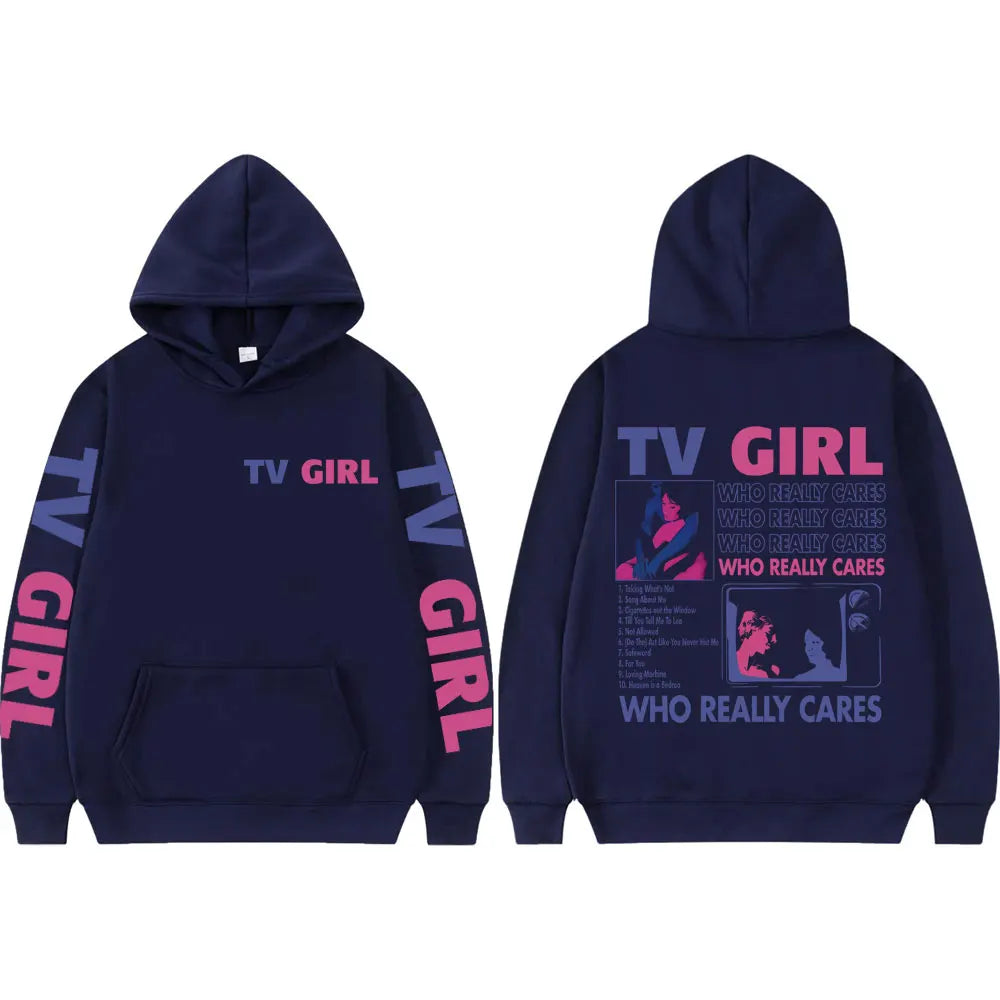 Hoodie Estampado TV Girl Who Really Cares | Buzo con Capucha