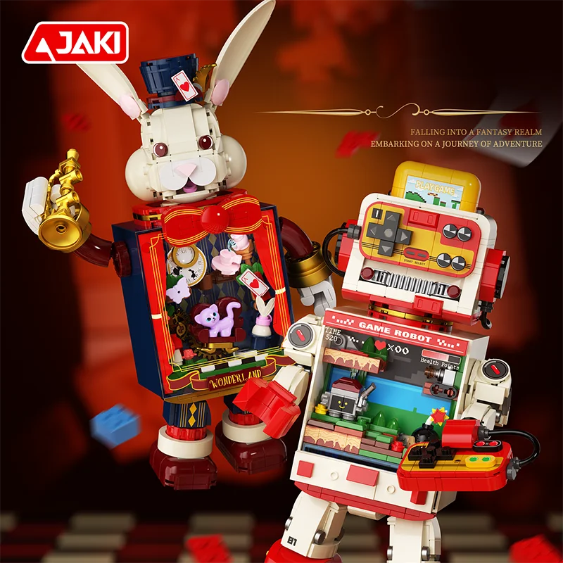 JAKI Mr. Rabbit - Caja de Música de Bloques de Construcción, Modelo Mecánico DIY STEM MOC, Decoración para el Hogar, Regalo de Halloween y Navidad para Niños, Niñas y Adultos