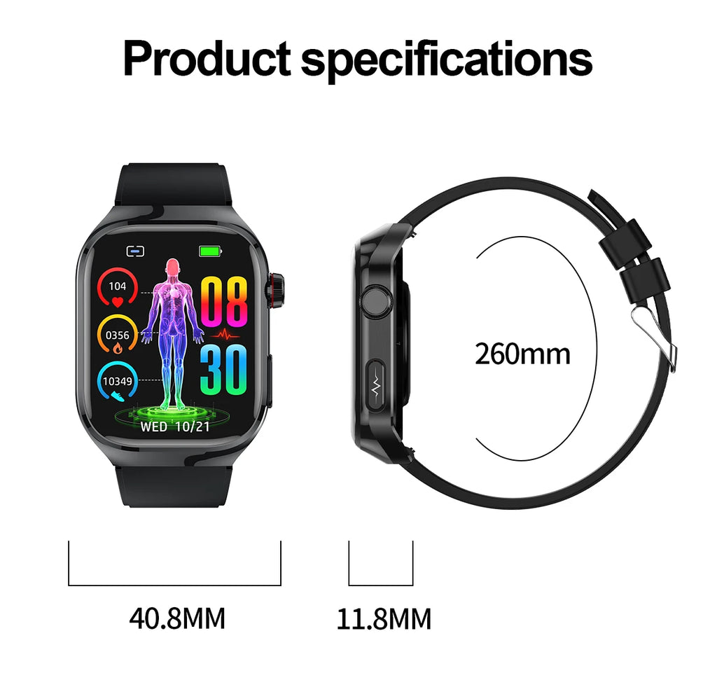 Reloj Inteligente ECG Presión Arterial Bluetooth