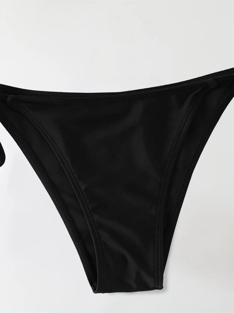 2 unid/set 2024 traje de baño Sexy de moda para mujer, conjunto de Bikinis, traje de baño triangular, ropa de playa con cordón, trajes de baño de una pieza, bikini brasileño