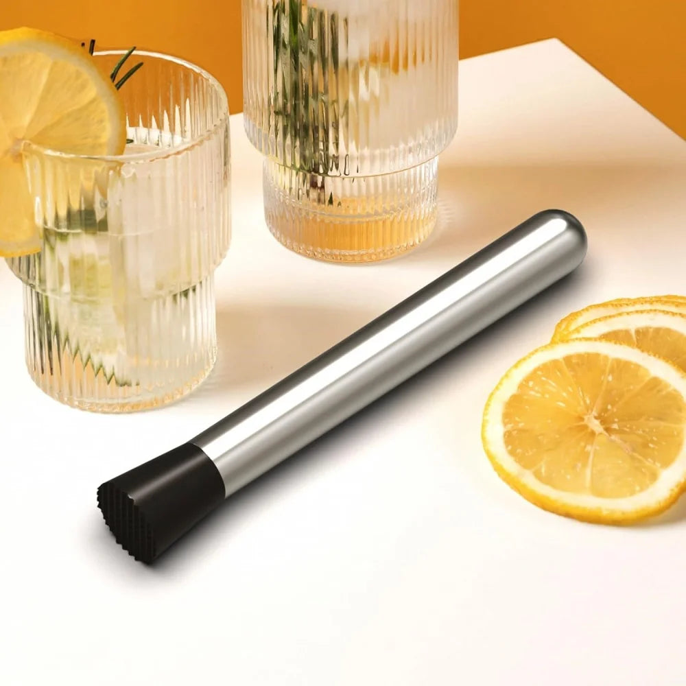 Muddler de Acero Inoxidable de 21/30CM, Herramienta de Barman, Triturador de Limones y Hielo para Mojitos, Bebidas de Frutas, Uso en el Hogar, Cocina y Bar