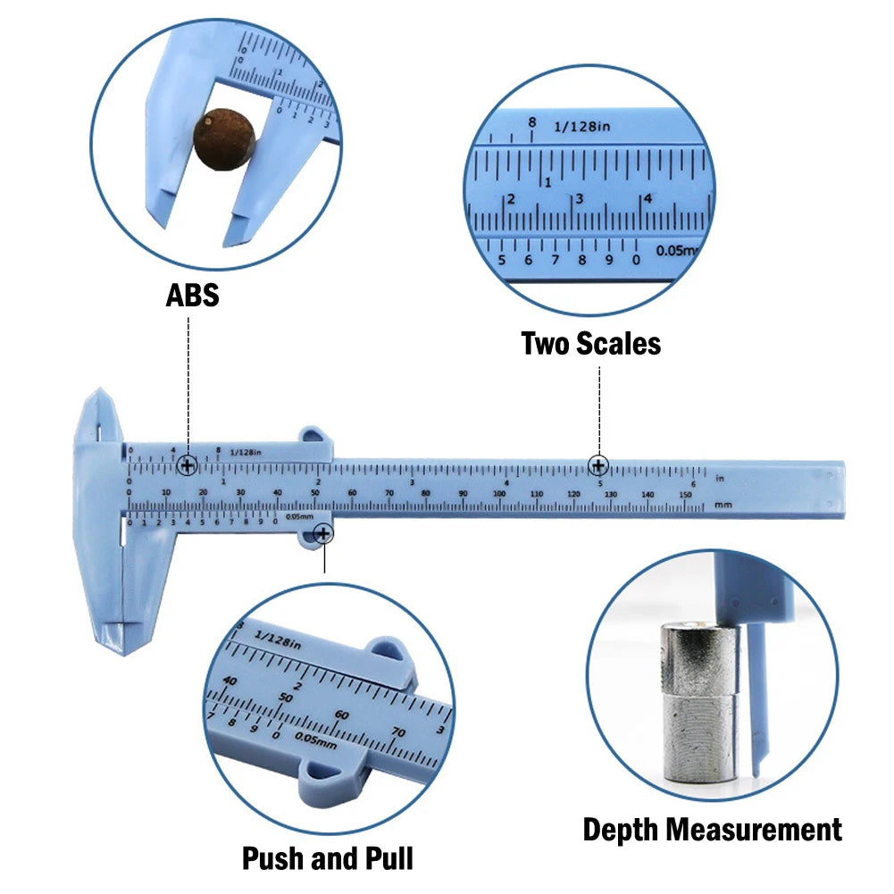Calibrador Vernier de Plástico 0-150mm de Profundidad