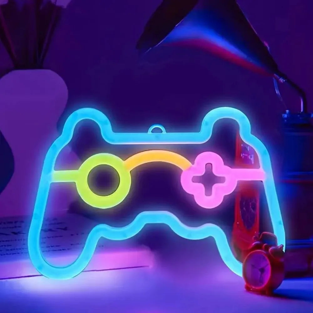 Luz de neón para consola de juegos LED USB, luz nocturna con controlador de juego, adecuada para salas de juegos, fiestas y decoración de paredes, 1 ud.
