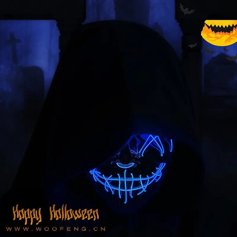 Máscara de purificación de neón para Festival de Música, Bar inalámbrico de Halloween, máscara de fiesta de Carnaval que brilla en la oscuridad, suministro de disfraces de Cosplay