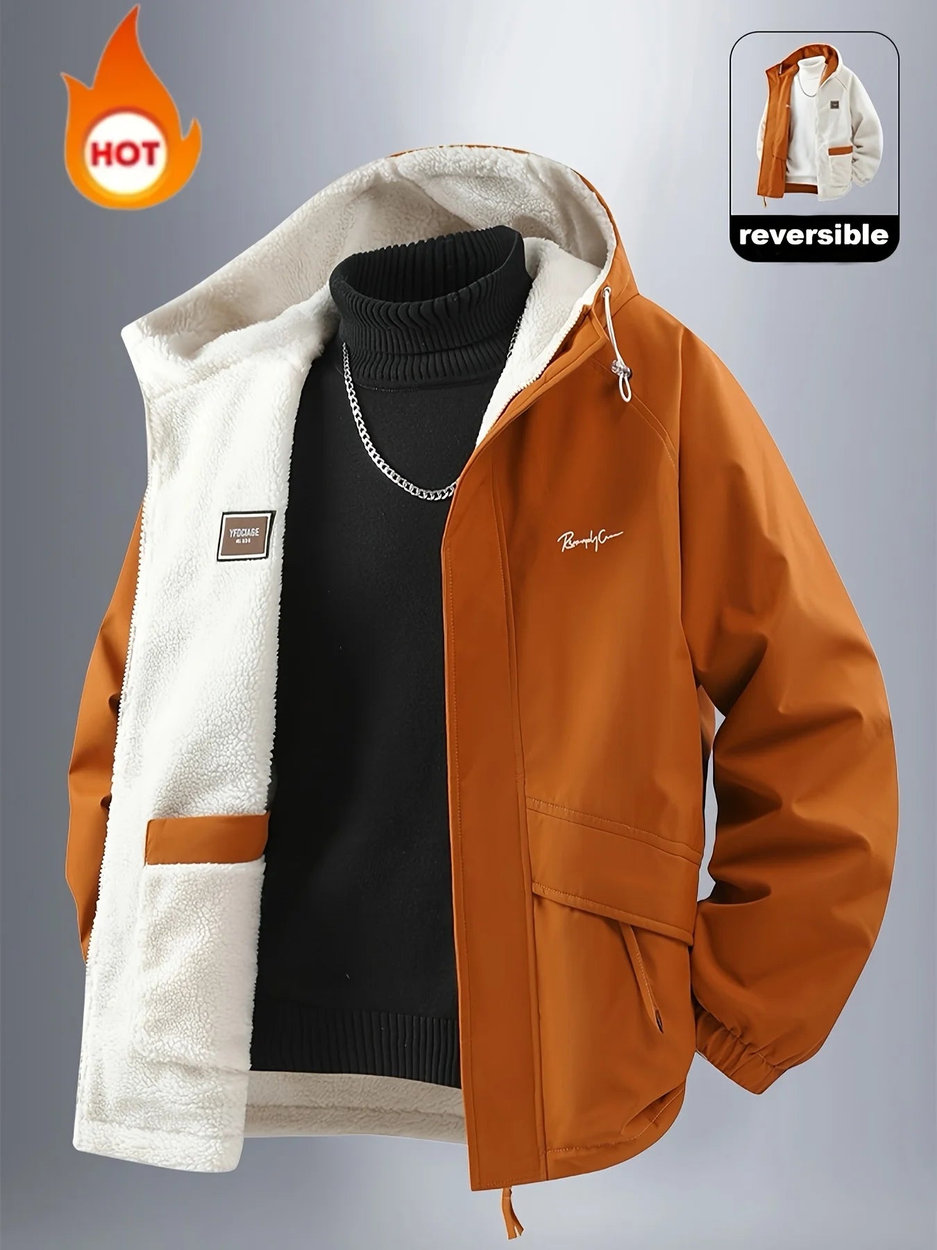 Chaqueta Reversible Hombre — Abrigo Cálido Resistente al Viento