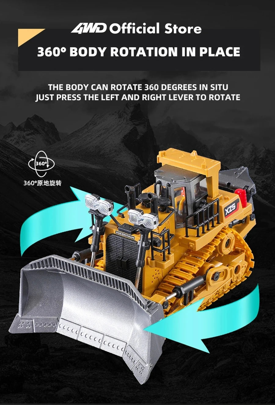 Excavadora, Volquete y Bulldozer RC 4x4 de Aleación, Vehículos de Construcción