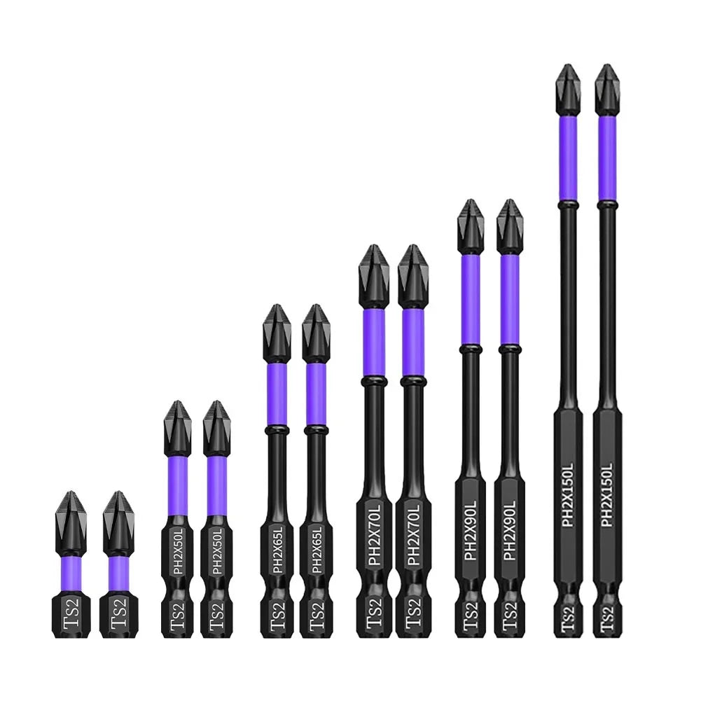 Juego de 5-60 Uds de brocas de impacto PH2, juego de destornilladores cruzados magnéticos, broca de impacto, tornillo, destornillador cruzado antideslizante de acero de aleación