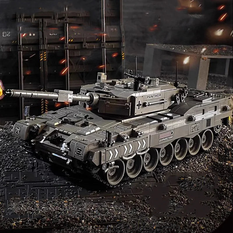 Bloques técnicos de 1818 piezas RC Leopard 2A6, tanque de batalla principal, bloques de construcción militares, regalos de cumpleaños para niños, coches de juguete con Control remoto