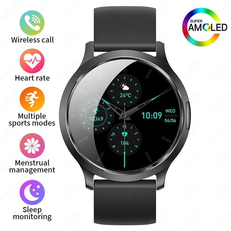 Reloj Inteligente LIGE AMOLED Curva 3D para Mujer