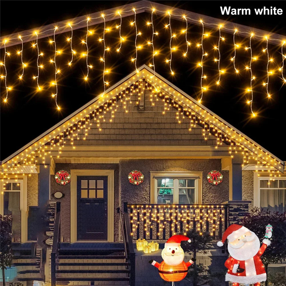 Guirnalda Solar LED en Forma de Carámbanos 3.5M para Jardín y Eventos