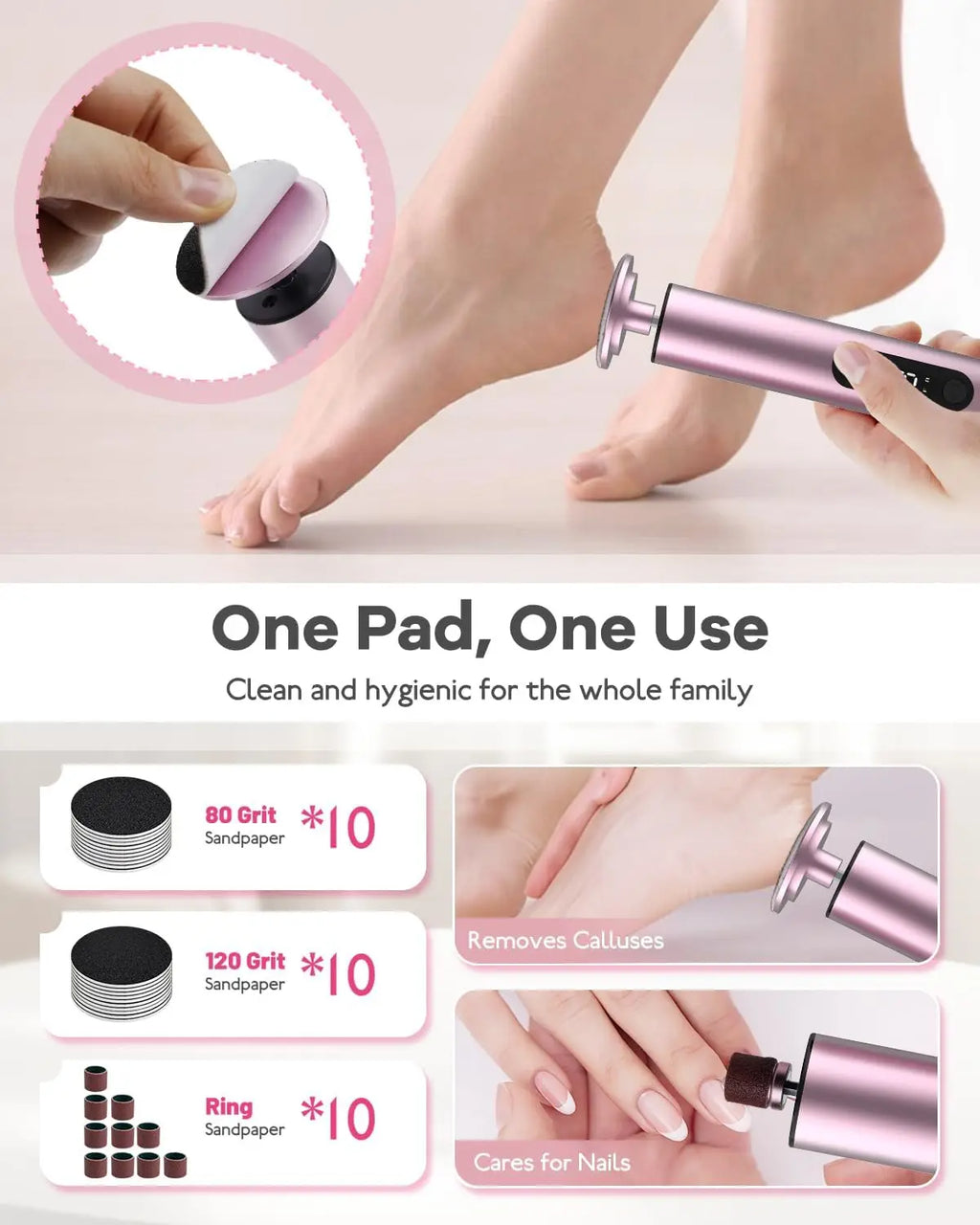 Lima eléctrica 2 en 1 para pies, máquina de pedicura, eliminador de piel muerta, cortadora de callos para pies, herramienta recargable para el cuidado de los pies