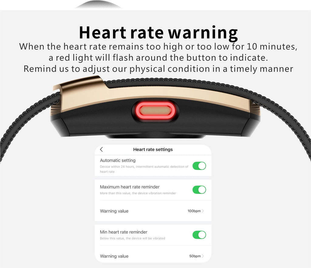 Pulsera Inteligente sin Pantalla, Monitor de Salud y Ejercicio, Monitor de Ritmo Cardíaco 24/7, Monitor de Sueño, Pulsera Deportiva Multifuncional para Android iOS