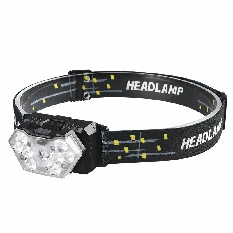 Linterna frontal 9 LED potente y portátil para camping y pesca