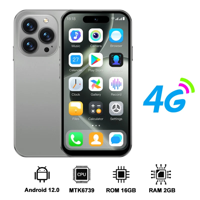 SERVO S16 Mini Android 12,0 teléfono inteligente 4G LTE 16GB/64GB Play Store WhatsAPP WiFi desbloqueo Facial teléfonos móviles de bolsillo pantalla de 4,0"