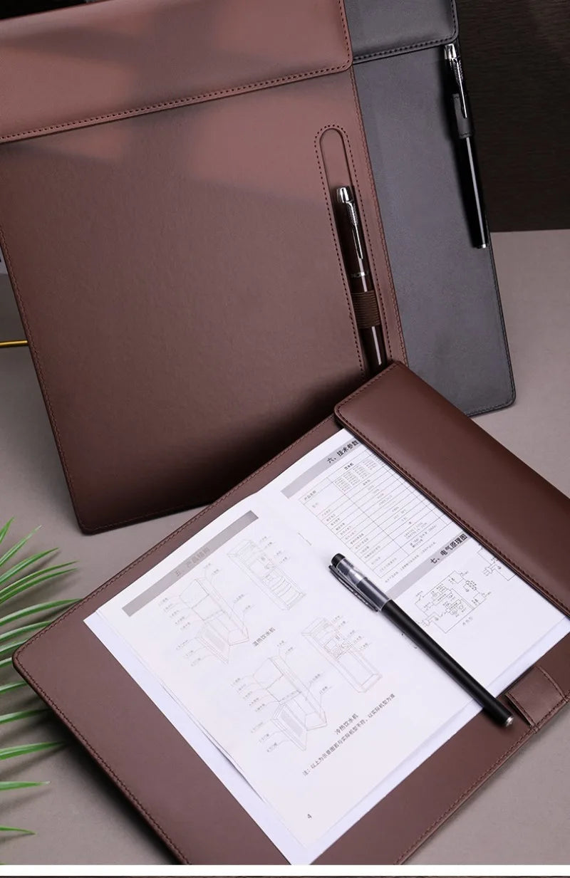 Carpeta Portapapeles A4, Carpeta de Trabajo, Portapapeles de Cuero PU, Carpeta con Clip para Archivos A4, Portadocumentos, Bloc de Notas para Conferencias con Portaplumas