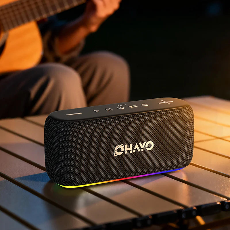 Ortizan OHAYO-S15 Altavoz doméstico, premium, portátil y inalámbrico Altavoz de estantería Bluetooth con graves temblorosos, espectáculo de luces LED