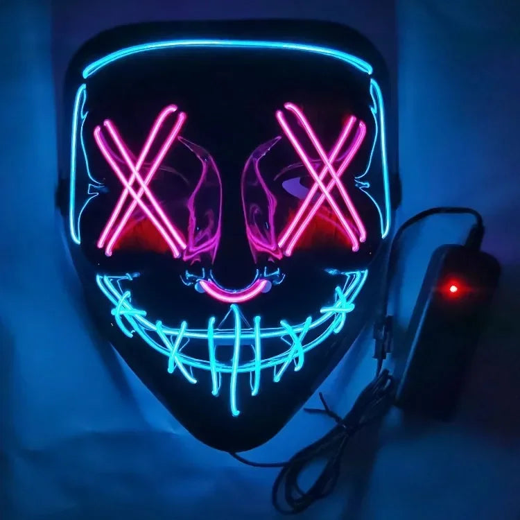 Máscara Led Halloween Carnaval Navidad Fiesta de disfraces Club nocturno Máscara temática de película luminosa La purga Máscara de cosplay brillante