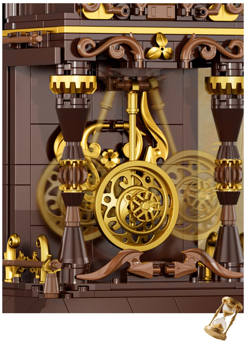 Relojes de bloques de construcción de estilo retro europeo simulados por JAKI, adorno de juguete para sala de estar, juguete educativo de construcción, regalo navideño.