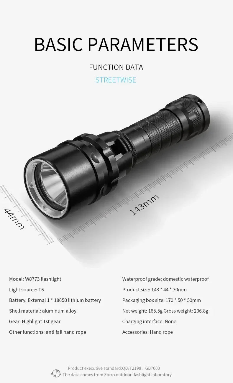 Linterna de Buceo LED Impermeable IP68