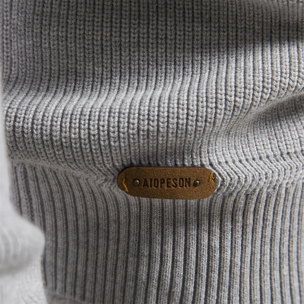 Cárdigans de algodón con cremallera para hombre, suéteres sociales informales a la moda, suéter de punto cálido de cuello alto para invierno, novedad de 2023