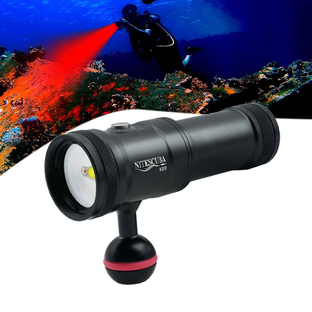 Kit de Soporte para Cámara Subacuática Nitescuba con Obturador y Luz de Video S18/V20 de 3600 Lúmenes para Fotografía Submarina