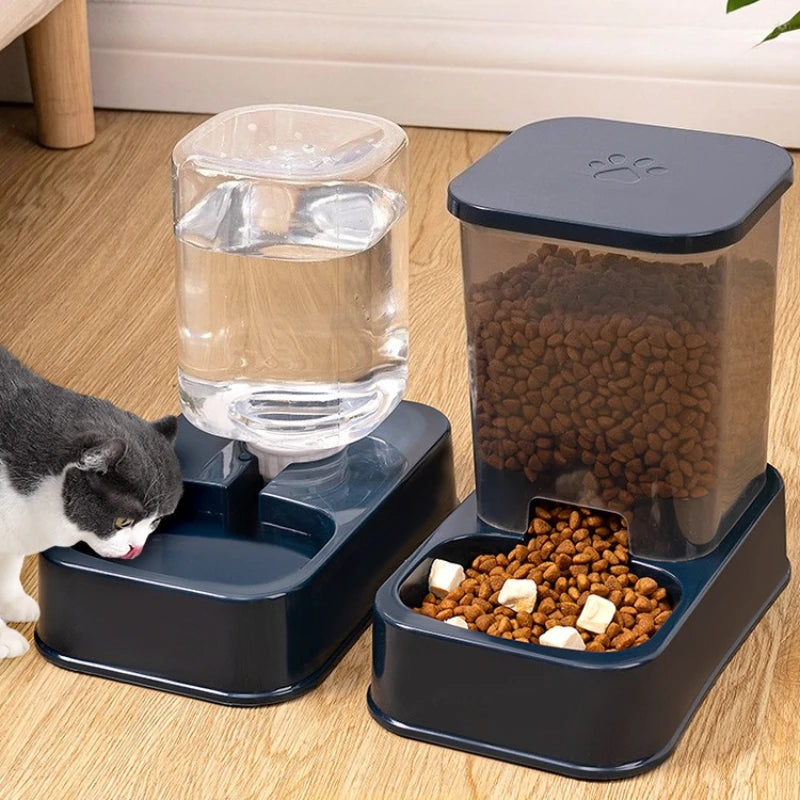 Comedero automático para perros y gatos con bebedero, juego de cuencos y bebederos para comida para mascotas, Control inteligente de porciones para perros y gatos, sin batería