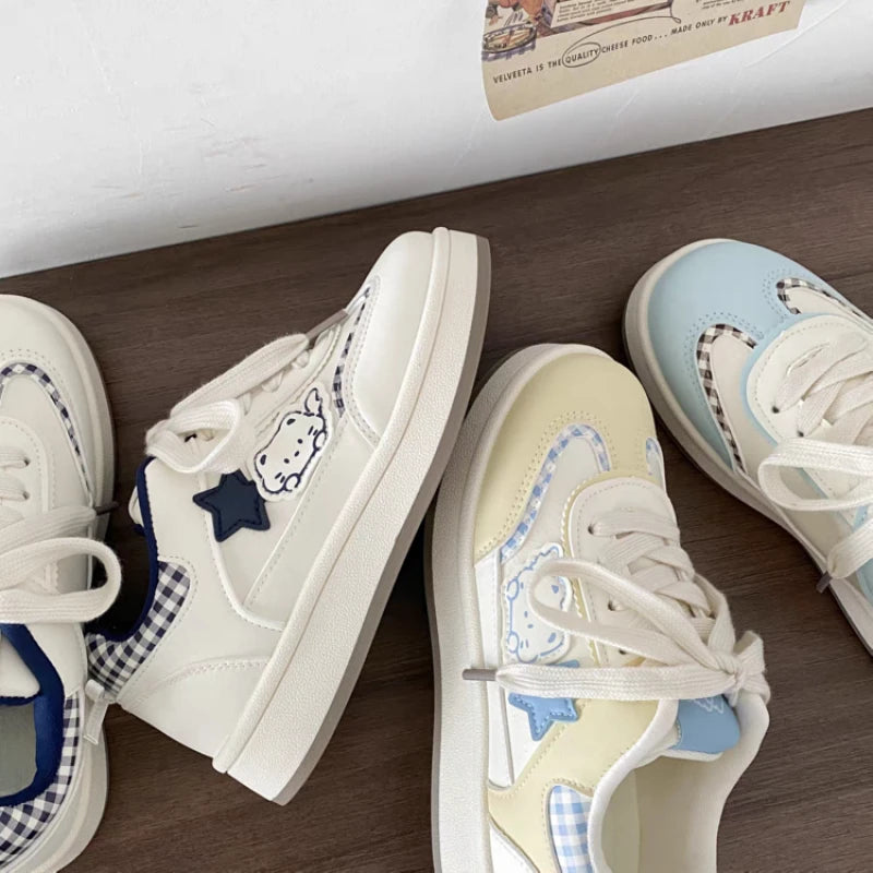 Zapatos Planos Casuales para Mujer - Decoración de Dibujos Animados, Zapatillas Transpirables Cómodas, Zapatos Ligeros para el Campus de Verano para Uso Diario