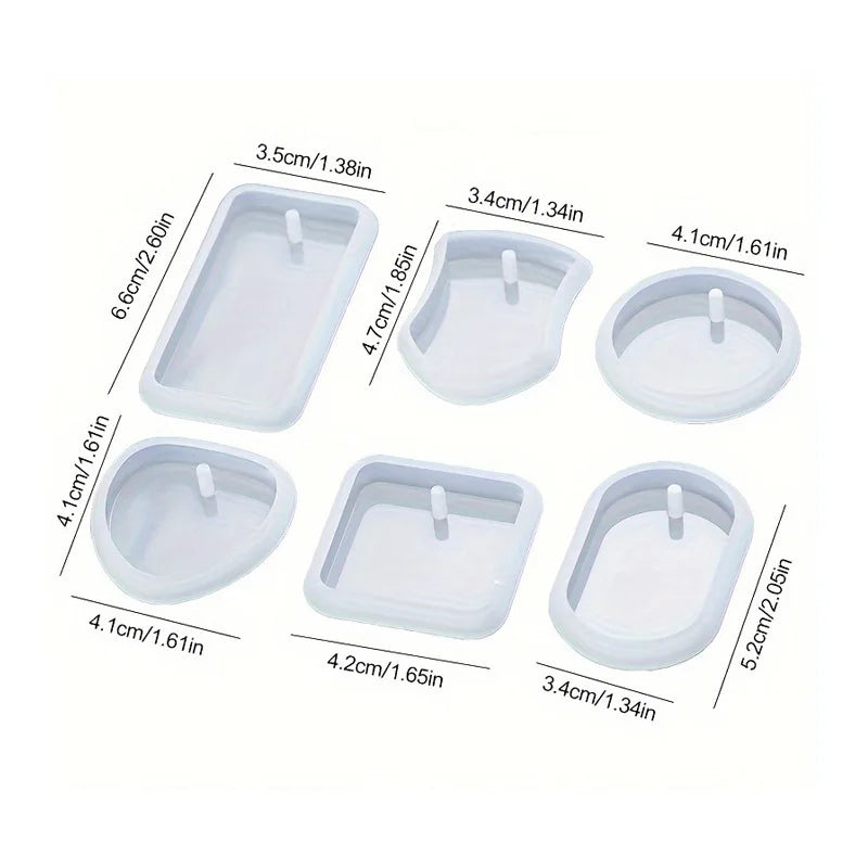 Moldes de Resina de Silicona para Epoxi Cristalino DIY, 6 Estilos de Colgantes y Etiquetas con Superficie de Espejo: Redondos, Ovalados, Cuadrados