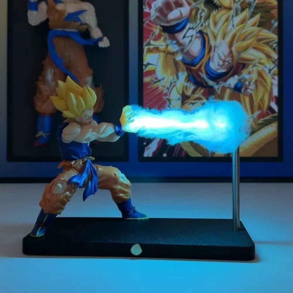 DRAGON BALL Son Goku Kamehameha lámpara de noche decoración de escritorio modelo noche anime que rodea juguetes para niños regalo de cumpleaños