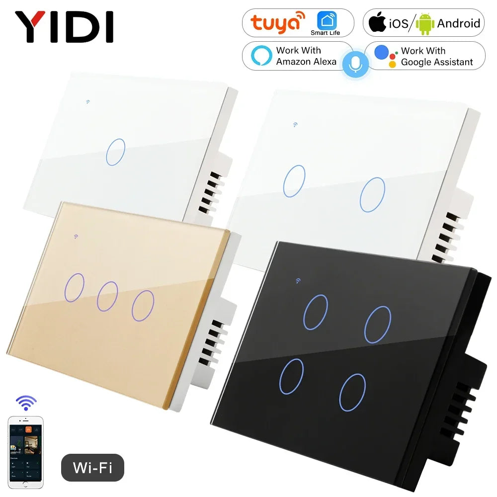Interruptor táctil inteligente WiFi Tuya/Smart Life para lámparas, 220V-240V, 1-3 vías