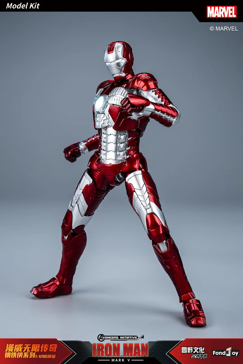 Figura de Anime de Iron Man MK5 de Marvel, Kit de Modelo a Escala 1/12, Serie Infinity Saga, Ironman Mark 5, Ensamblaje ABS, Articulaciones Móviles, Regalos y Juguetes