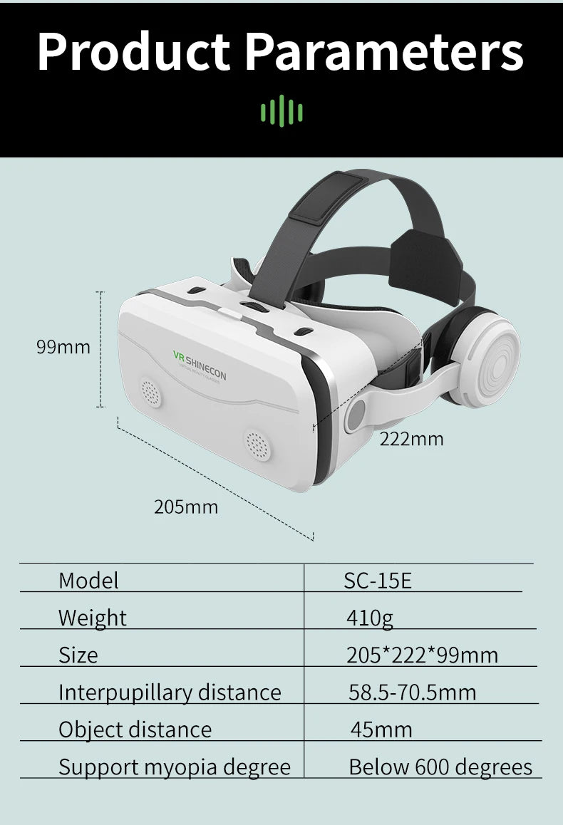 Gafas de realidad Virtual VR, dispositivos de auriculares 3D, lentes para casco Viar, inteligentes para teléfonos inteligentes, auriculares para teléfono móvil Realidade