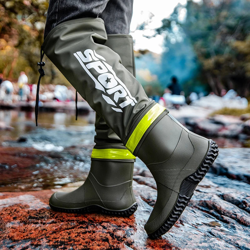 Botas de lluvia para hombre impermeables antideslizantes de caña alta