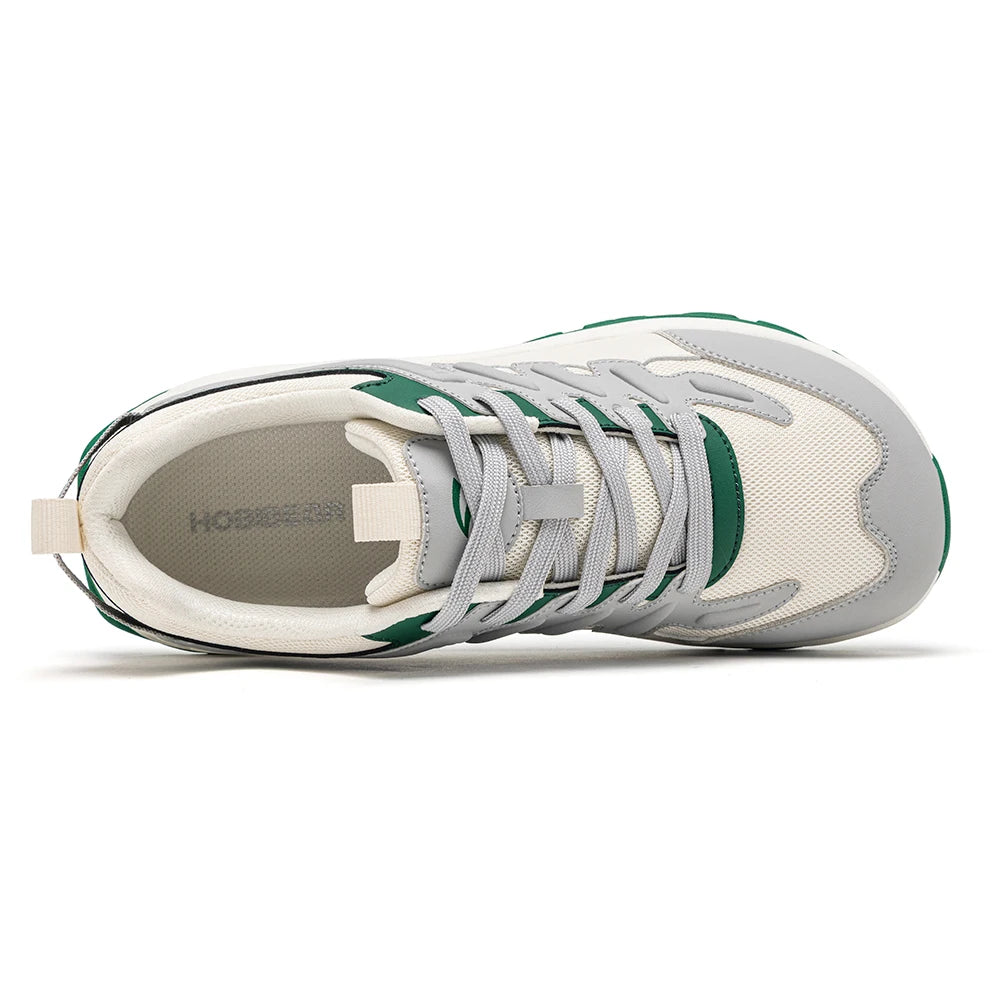 HOBIBEAR Zapatos para caminar unisex con punta ancha, zapatillas deportivas con cordones, para viajes al aire libre, de cuero artificial y malla, para correr