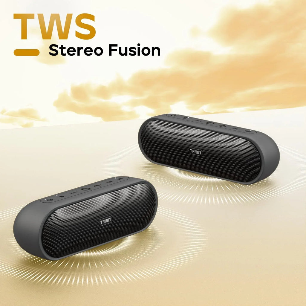 Altavoz Inalámbrico Portátil Tribit XSound Plus 2, 30W XBass, IPX7, 24 Horas de Reproducción, Sonido Estéreo, Micrófono Integrado para Viajes y Campamentos