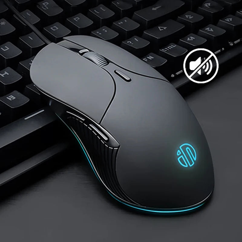 INPHIC-ratón con cable USB B2, Mouse silencioso para juegos de oficina, PC y portátiles