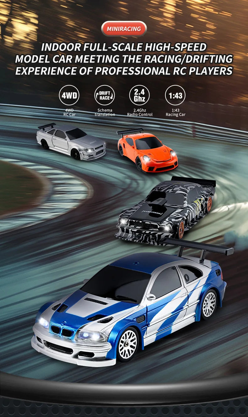 Auto de Drift RC 1:64 y 1:43 Control Remoto para Niños