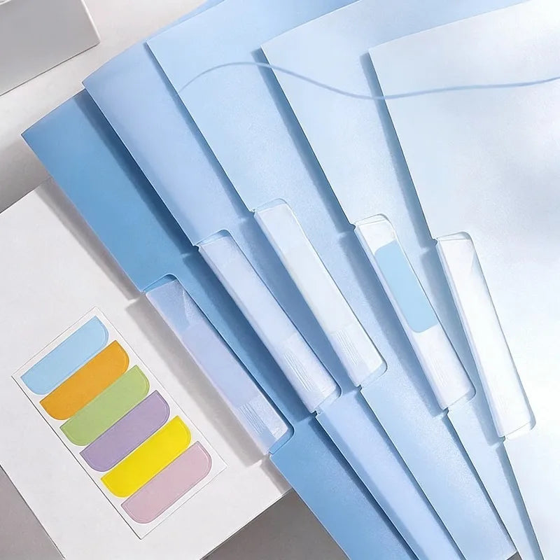 Carpeta de color degradado con hebilla de apertura lateral giratoria para almacenamiento de documentos, organizador para estudiantes de oficina y escuela, 5 uds.