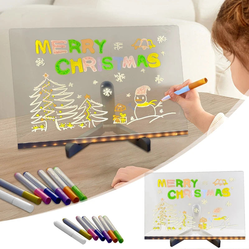 Tablero de Dibujo LED 7 Colores USB con Marcadores para Niños