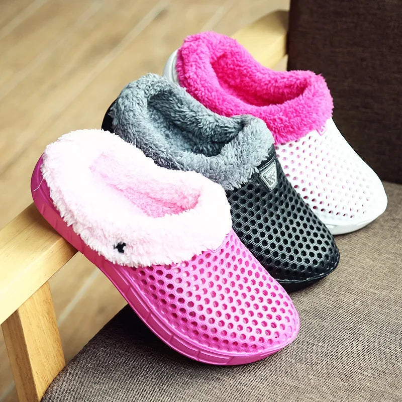 YRZL Zapatillas de invierno para hombre y mujer, zapatos cálidos para interiores, Pantoffels de algodón antideslizantes, zuecos informales, zapatillas de suelo para casa sin cordones para hombre
