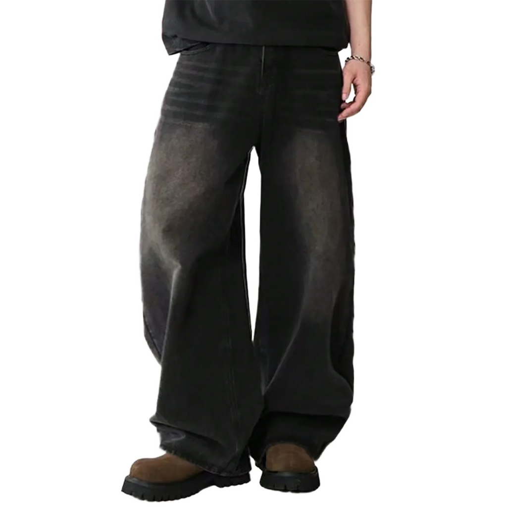 Pantalones Vaqueros Coreanos Casuales para Hombre, Pierna Ancha, Negro