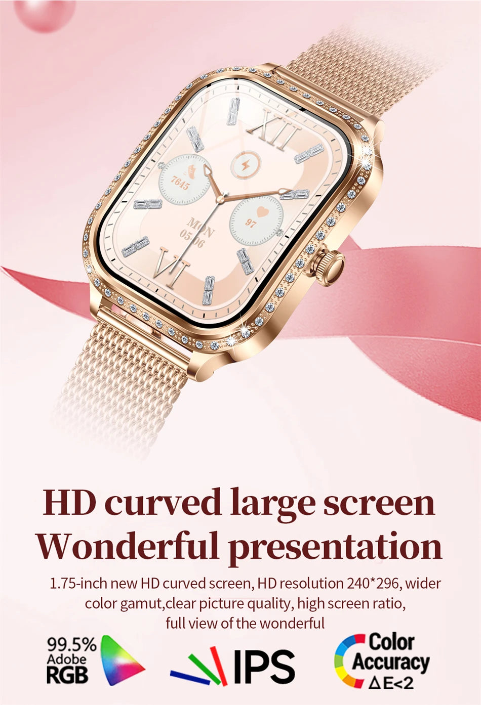 Reloj Inteligente Mujer HD 1.75 Fitness Bluetooth