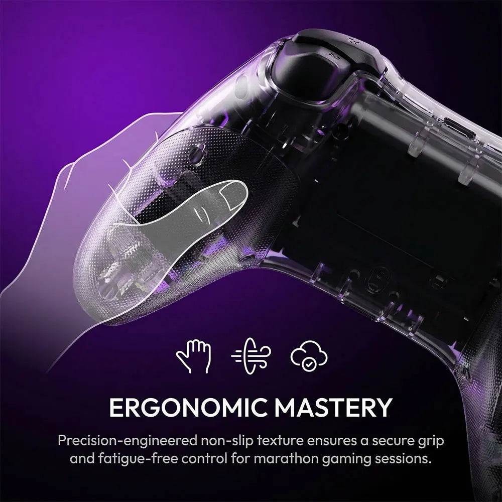 Controlador de juegos inalámbrico, controlador de juegos Bluetooth ergonómico con efecto de luz RGB para Switch, PS3, PS4, iPhone, teléfono Android, PC