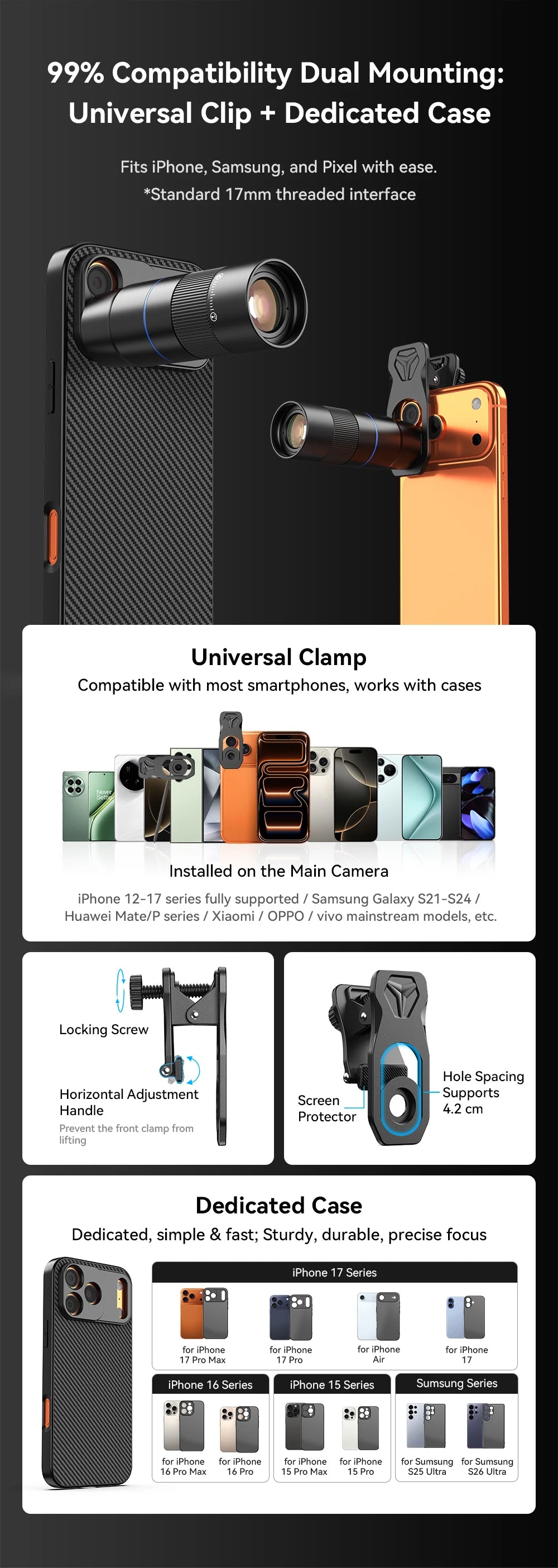 Lente Teleobjetivo APEXEL HD 6x Zoom para Celular Universal