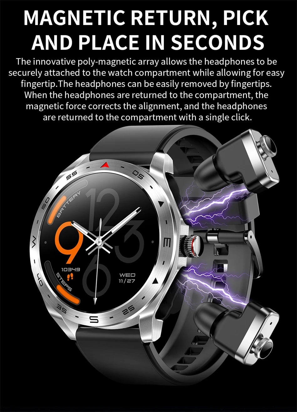 Reloj Inteligente AMOLED con Auriculares Bluetooth Incluidos
