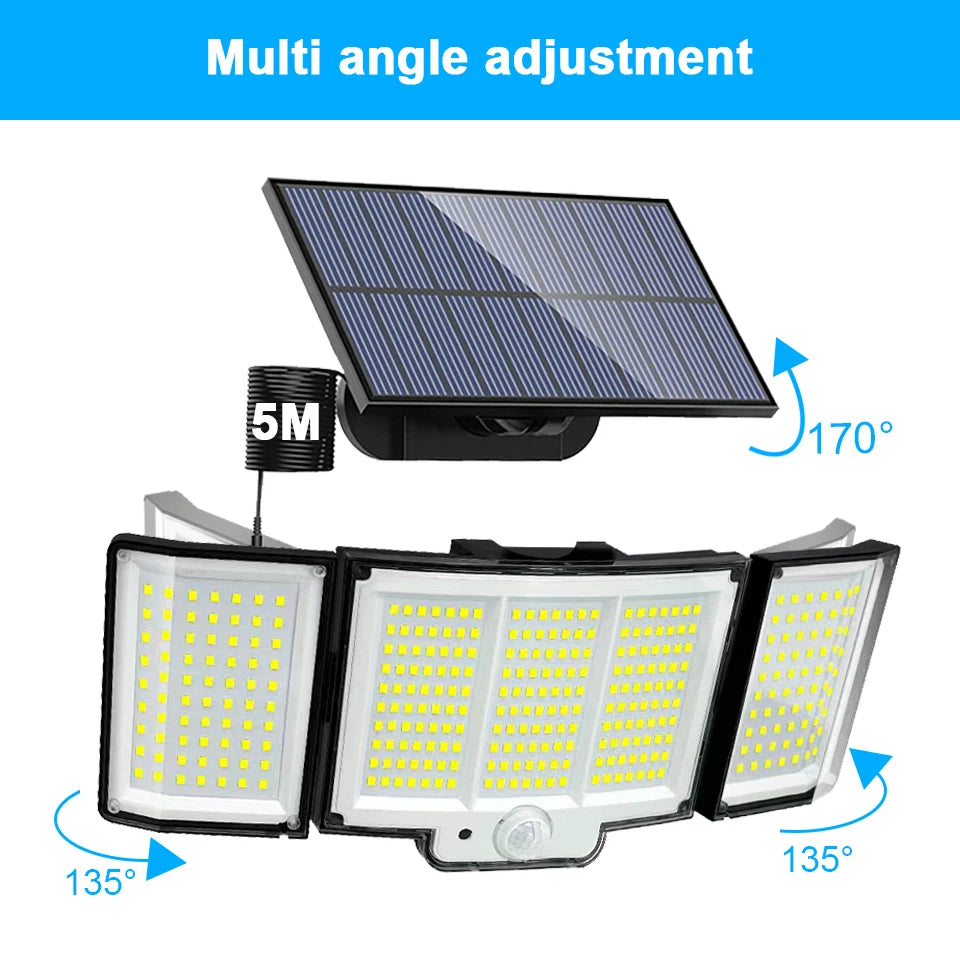 Lámpara Solar LED Exterior con Sensor de Movimiento IP65 3 Modos