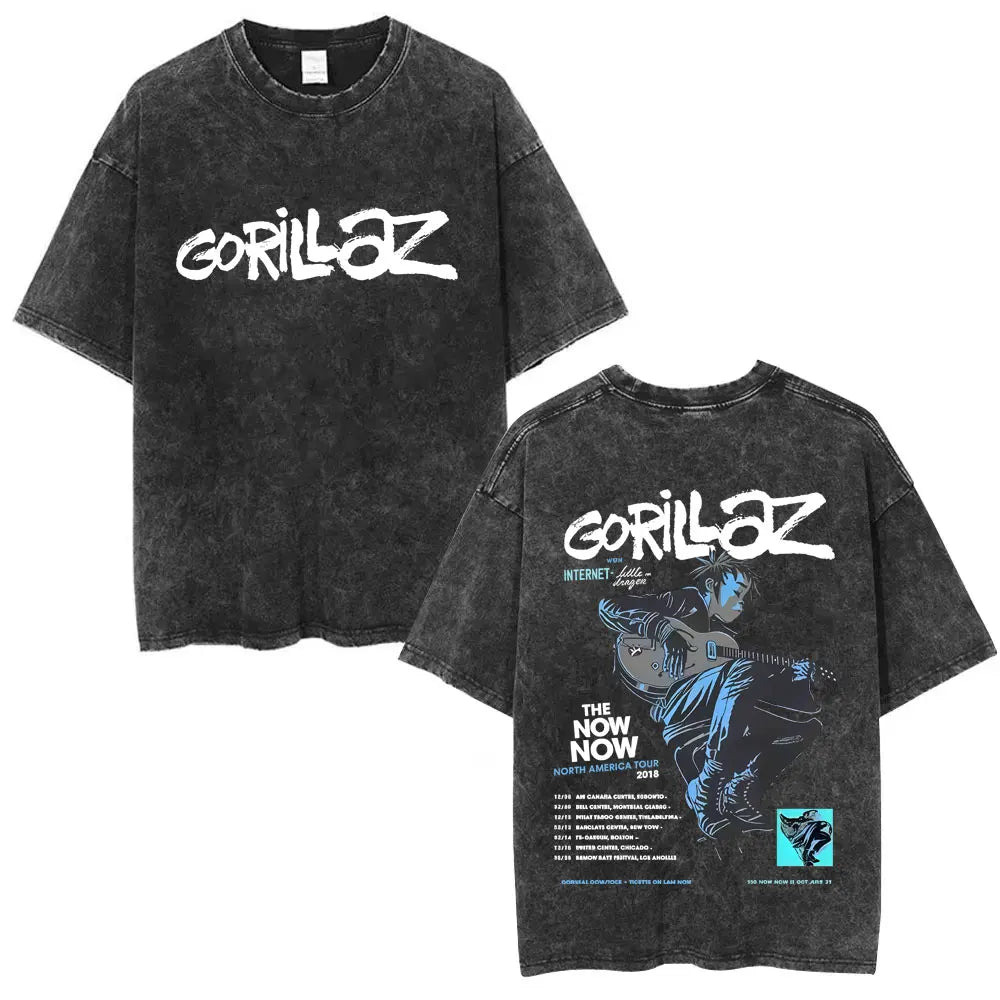 Camiseta Vintage Gorillaz, Punk Hip Hop Oversize, Unisex